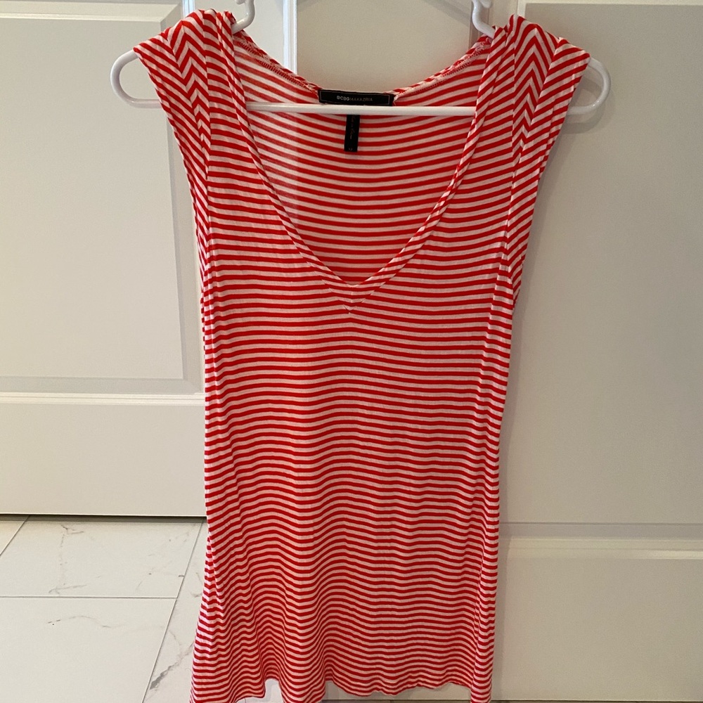 BCBGMaxAzria striped tunic cap sleeve top XS